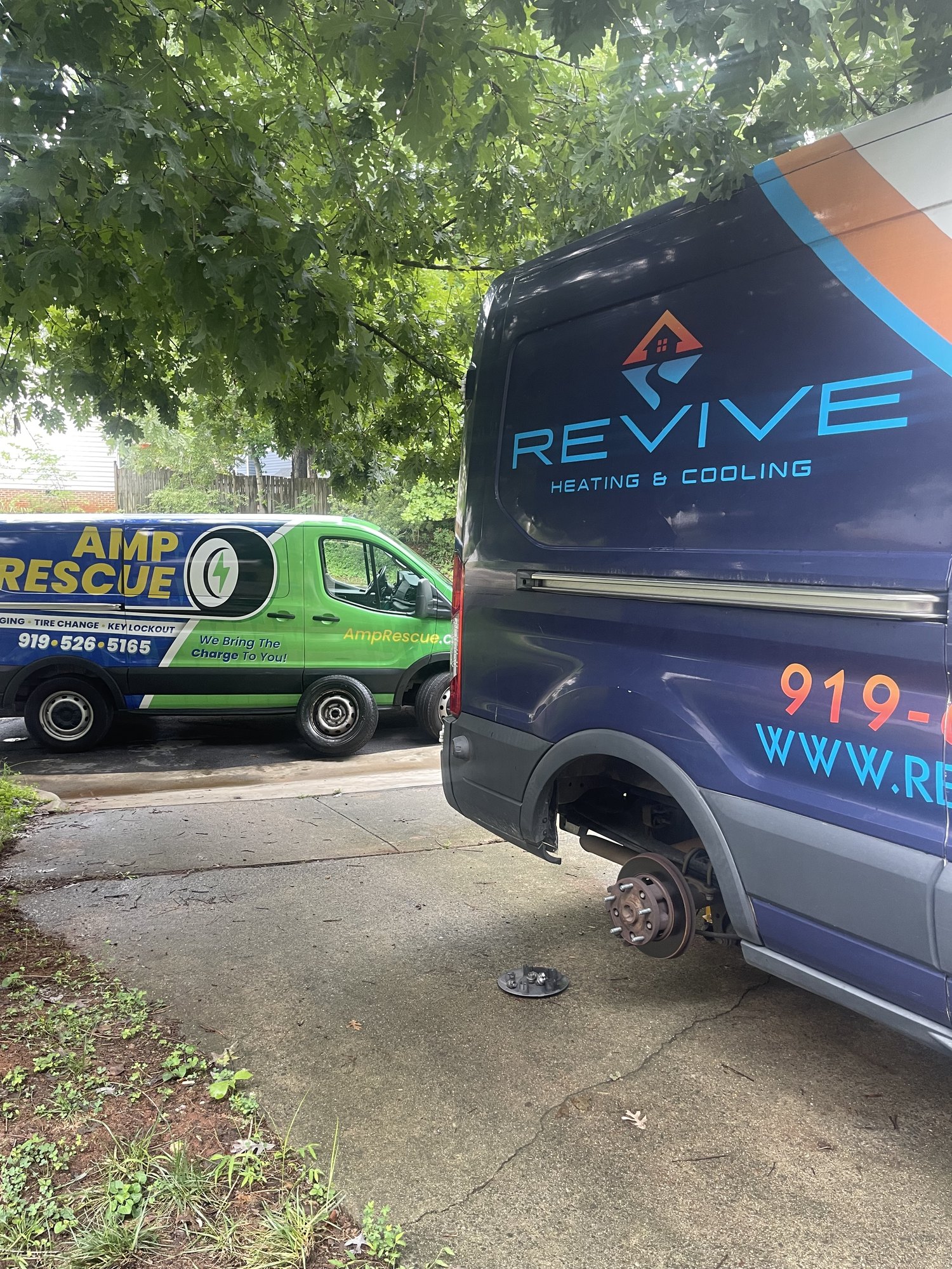 Amp Rescue providing mobile tire replacement service for a commercial van